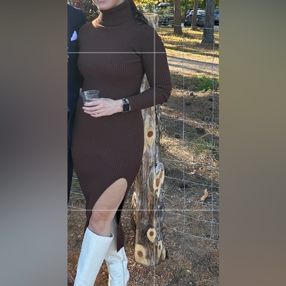 Revolve chocolate brown sweater dress